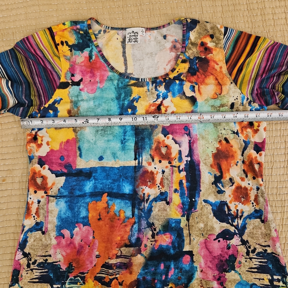 Parsley & Sage Colorful Abstract Artsy‎ Print Top Asymmetrical Wearable Art - Picture 6 of 7